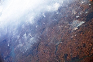 Amazzonia in fiamme vista dallo spazio. Foto di Luca Parmitano